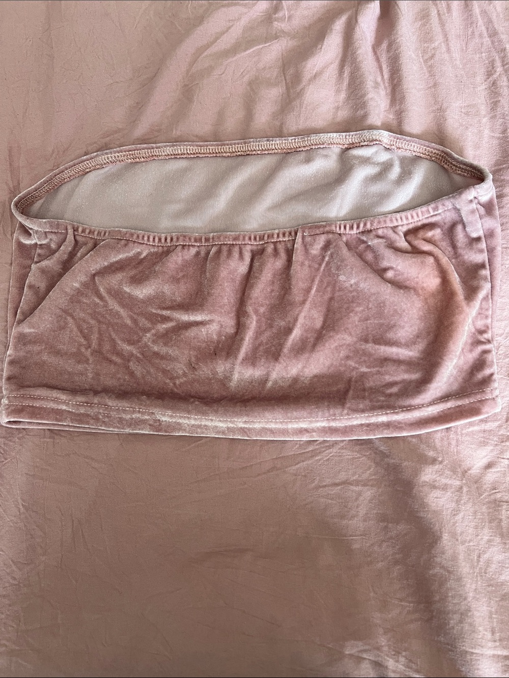 Source Unknown Dusty Pink Velvet Rhinestone Script Bandeau - Picture 2 of 3